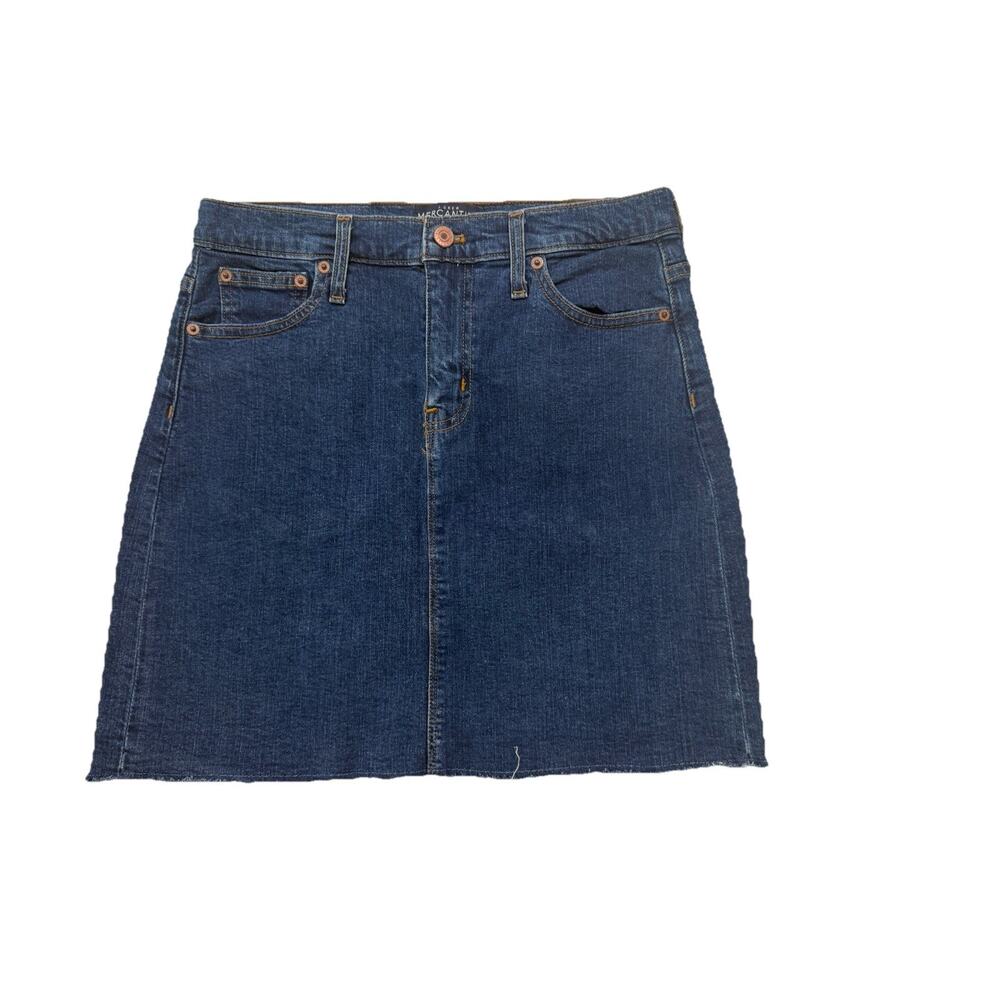 J. CREW Mercantile Mini Denim Skirt Women’s Size 2 Raw Hem Medium Wash